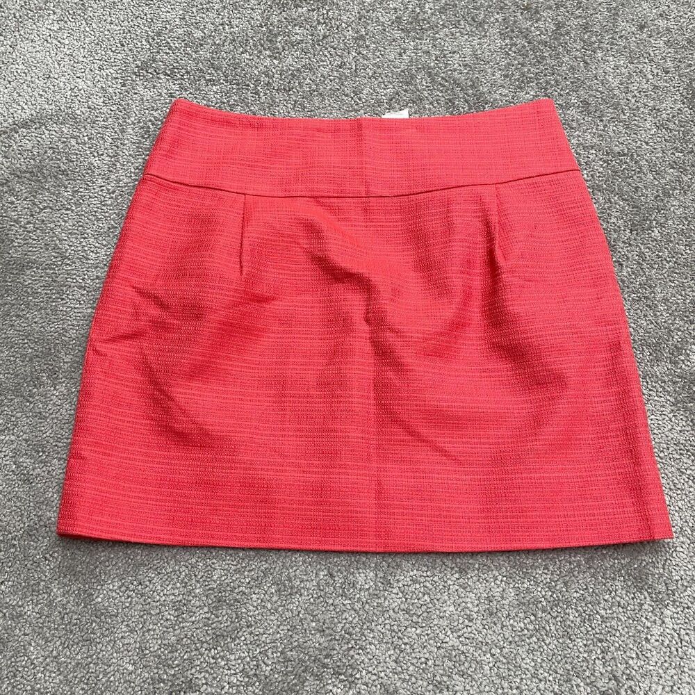 J.Crew Tweed Short Mini Pencil Skirt Womens 0 Orange Lined Back Zip Work Casual